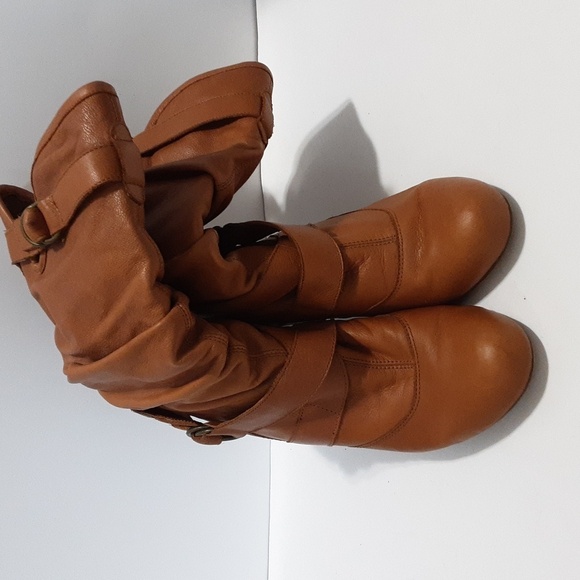 Steve Madden leather mid calf boots women 8M chunky heels brown festival rodeo - Picture 2 of 11